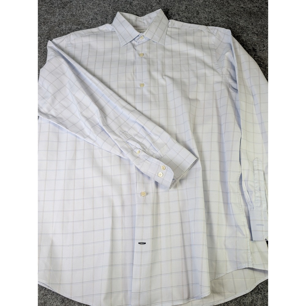 Banana Republic Classic Fit Mens XL Light Blue Windowpane Check Cotton Shirt EUC